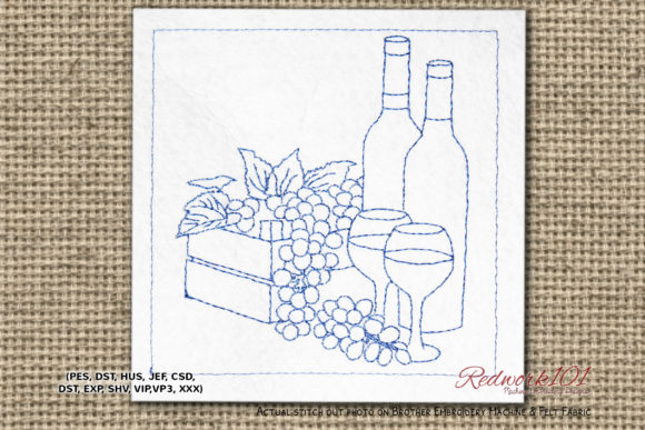 Wine with Grapes Redwork Review
